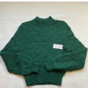 NWT ASTR S Audra Green Pointelle Sweater W Mohair